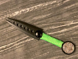Black Split Blade Athame: Celtic Triskelion, Aqua Glass - 6.5 Inch