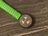 Black Split Blade Athame: Celtic Triskelion, Aqua Glass - 6.5 Inch