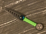 Black Split Blade Athame: Celtic Triskelion, Aqua Glass - 6.5 Inch