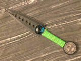 Black Split Blade Athame: Celtic Triskelion, Aqua Glass - 6.5 Inch