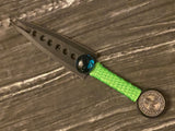 Black Split Blade Athame: Celtic Triskelion, Aqua Glass - 6.5 Inch