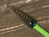 Black Split Blade Athame: Celtic Triskelion, Aqua Glass - 6.5 Inch