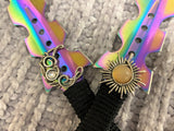 Athame / Dagger - Small - Aurora Borealis Sun Moon Wire Wrap 7.5 Inches Rainbow (MINI-1009)