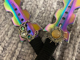Athame / Dagger - Small - Aurora Borealis Sun Moon Wire Wrap 7.5 Inches Rainbow (MINI-1009)