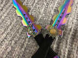 Athame / Dagger - Small - Aurora Borealis Sun Moon Wire Wrap 7.5 Inches Rainbow (MINI-1009)