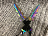 Athame / Dagger - Small - Aurora Borealis Sun Moon Wire Wrap 7.5 Inches Rainbow (MINI-1009)