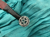 Athame / Dagger - Small - Black / Red Metallic Celtic Silver Pentacle 6.5 Inches (T12)