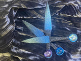 Ombre Athame Dagger: Royal Blue Teal, Pentagram, Glass Stone, 6.5 Inch