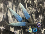 Ombre Athame Dagger: Royal Blue Teal, Pentagram, Glass Stone, 6.5 Inch