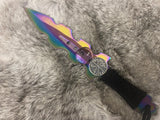 Athame / Dagger - Small - Aurora Borealis Helm of Awe Purple Stone 7.5 Inches (MINI-1006)