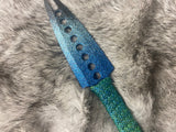 Raven Pentagram Athame: Black Split Blade, Teal Green Ombre - 6.5 Inch DAGG-1034