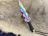 Athame / Dagger - Small - Aurora Borealis Celtic Raven Pentacle 7.5 Inches (mini-1036)