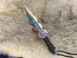 Athame / Dagger - Small - Aurora Borealis Celtic Raven Pentacle 7.5 Inches (mini-1036)