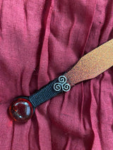 Small Athame Dagger: Black & Orange Ombre Blade, Triskelion Celtic Knot, 6.5" (MINI-1041)