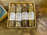 Witch's Herb Gift Set - 4 Glass Vials Pentagram Box