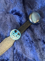 Small Athame Dagger: Black Blade, Tree of Life, Blue Stone - 6.5 Inch