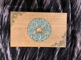 Stained Wood Patina Design Glass Stone Box - 6x3.5x2 Inches Handmade