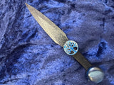 Small Athame Dagger: Black Blade, Tree of Life, Blue Stone - 6.5 Inch