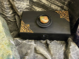 Stained Black Unakite Box - Laser Cut Wood - 5.25x3x2.5 Inches Handmade