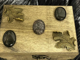 Stained Dragons Vein Gemstone Brass Leaf Box - 7x5x3.5 Inches Handmade