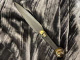 Athame / Dagger - Brass Skull 3D Golden Stone Black Blade Metallic Accents 6.5 Inches (MINI-1052)