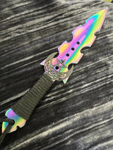 Athame / Dagger - Aurora Borealis Rainbow Horned God Celtic Pentacle 7.5 Inches (MINI-1063)