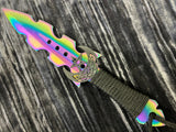 Athame / Dagger - Aurora Borealis Rainbow Horned God Celtic Pentacle 7.5 Inches (MINI-1063)