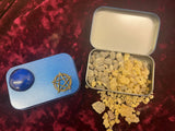 Pentacle Incense Tin Pewter Glass Metal  w/ Sumatra Altar Resin Mix (RESN-1021)