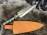 Hand Forged Railroad Spike Athame: Copper Raven Celtic Moon Pentacle