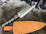 Hand Forged Railroad Spike Athame: Copper Raven Celtic Moon Pentacle