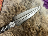 Hand Forged Railroad Spike Athame, Lunar Moth Moon Phases, Leather Sheath