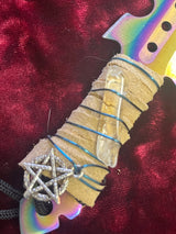 Athame / Dagger - Small - Rainbow Crystal Pentacle Embellishment 7 Inches