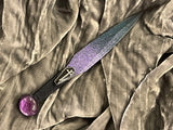 Athame / Dagger - Black Celtic Cross Coffin Black Blade Purple Metallic Accents 6.5 Inches (MINI-1078)
