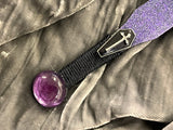 Athame / Dagger - Black Celtic Cross Coffin Black Blade Purple Metallic Accents 6.5 Inches (MINI-1078)