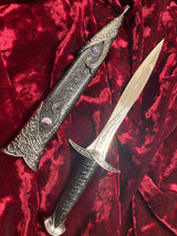 Athame - Amethyst Celtic Stainless Steel Double Sided Unsharpened Blade (DAGG-1132)