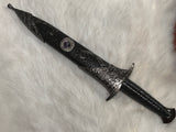 Athame - Amethyst Runes Stainless Steel Double Sided Unsharpened Blade Celtic (DAGG-1138)