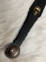 Athame / Dagger - Bronze Skull Black Blade Metallic Accents Bronze Glass Stone 6.5 Inches (MINI-1081)