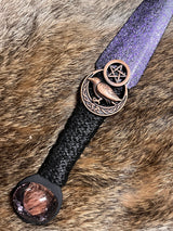 Copper Pentacle Athame Set of 3: Purple Blade Altar Knife, 6.5 Inch