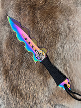 Athame / Dagger - Small - Aurora Borealis Pentacle Rainbow 7.5 Inches (MINI-1088)