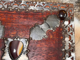 Red Mango Wood Box: Banded Agate Gemstone