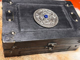 Chest - Stained Bronze Metal Horned God Pentacle Celtic Handmade 9.5" x 6.5" x 3.5"