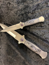 Athame Stainless Steel Black Wood Handle Amethyst Runes Viking Norse Two Sizes