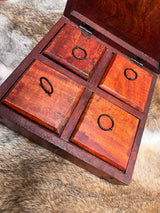 Handmade Red Mango Wood Box: Viking Raven Vegvisir 8x8x3 Heavy