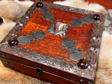 Red Mango Wood Box: Banded Agate Gemstone