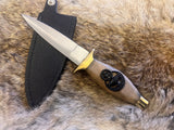 Athame - Brass and Wood Handle 7.5 inches Raven Moon Pentacle Celtic