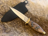 Athame - Brass and Wood Handle 7.5 inches Dragonflies Dragonfly