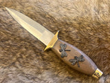 Athame - Brass and Wood Handle 7.5 inches Dragonflies Dragonfly