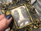 Ravens Antiqued Frame Creepy Witchy Theme Handmade Small OOAK