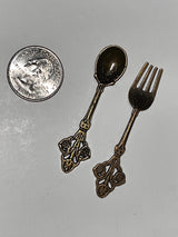 Mini Vintage Tibet Bronze Incense Spoon and/or Fork Hand Cast