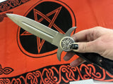 Celtic Pentacle Athame Dagger – Black Walnut Handle, Leather Sheath